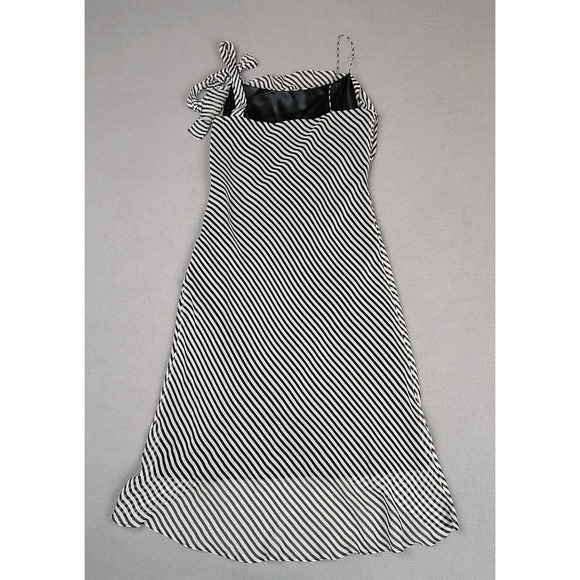 Vision 100%, Silk Dress Women 12 Black White Striped Lightweight Flowy Slip On - Picture 8 of 9